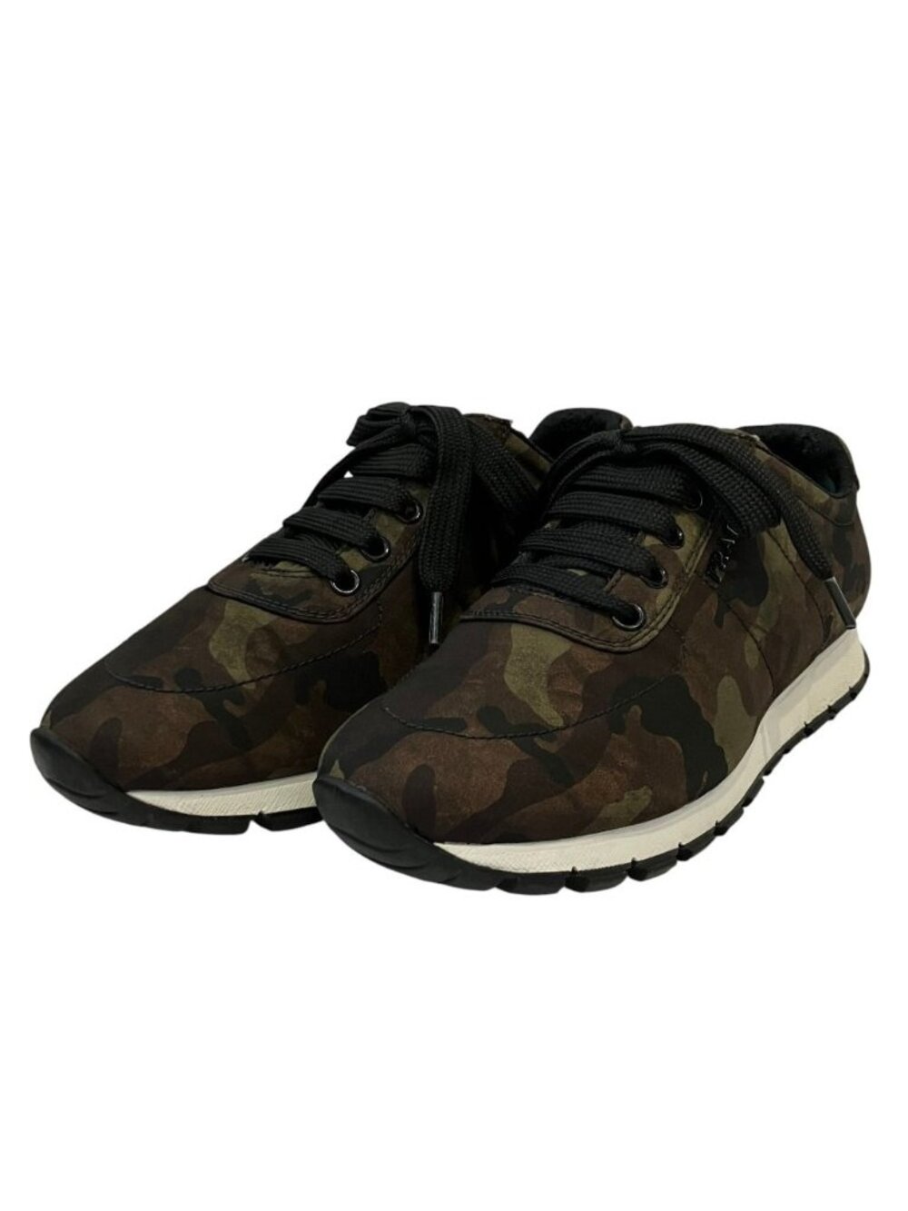 Prada Camouflage Pattern Nylon Low-Top Sneakers Khaki Spring Summer Fall